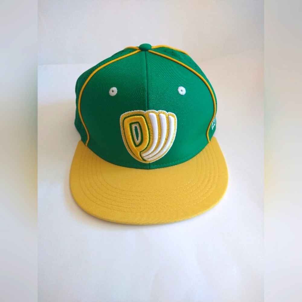 The Won Brand Fitted Baseball Cap Hat Green Yellow White  Size Large NEW